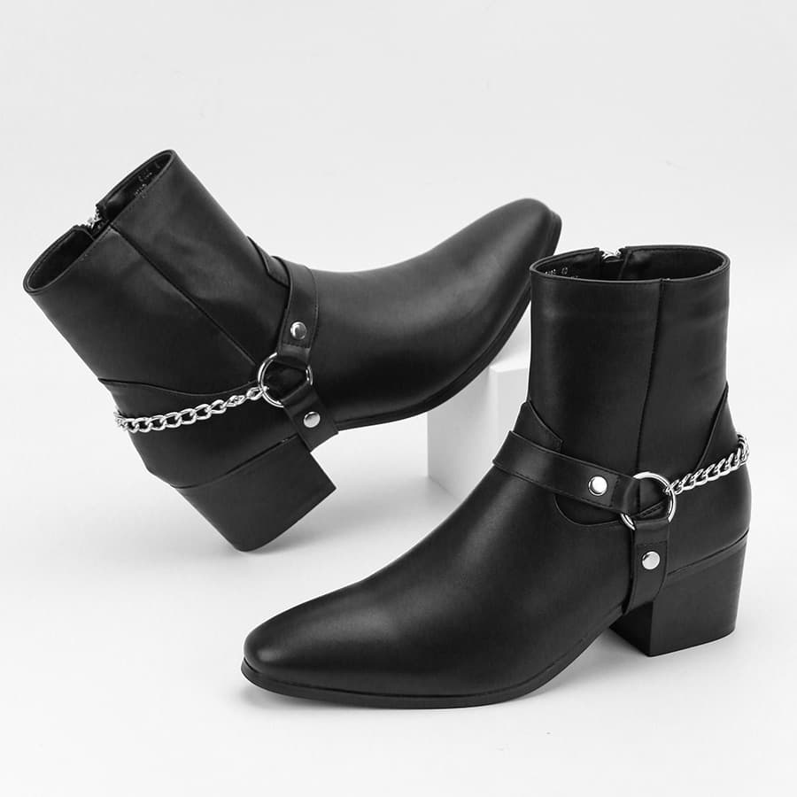 Men's Fashion Boots High Heel Chain Stylish and Elegant
