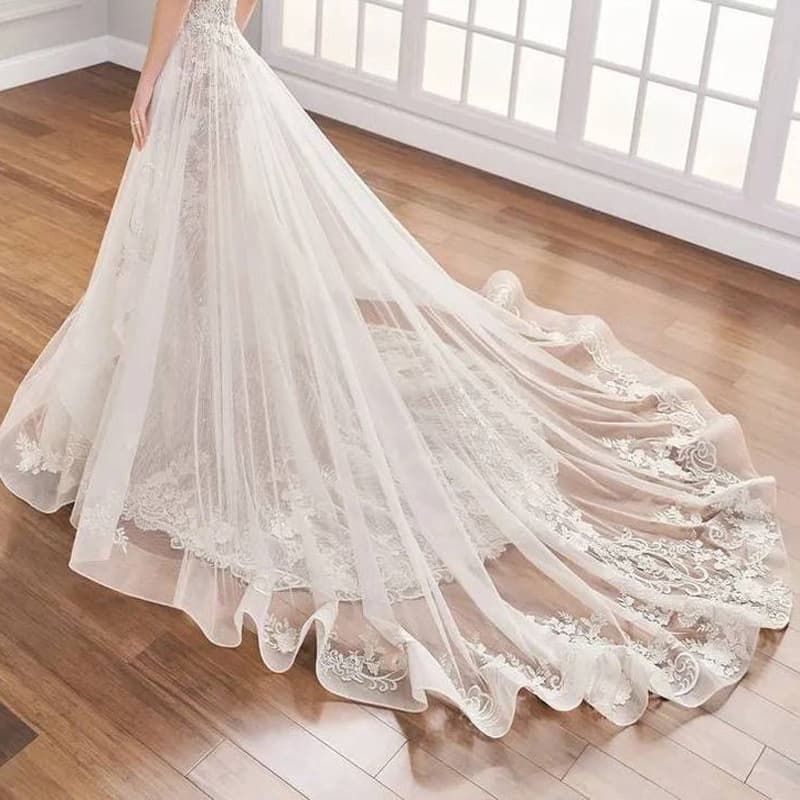 Foreign Trade Wedding Dress Accessory One-Layer Tulle with Stiff Net Lace Train Detachable Skirt, Runway Travel Photography Dress