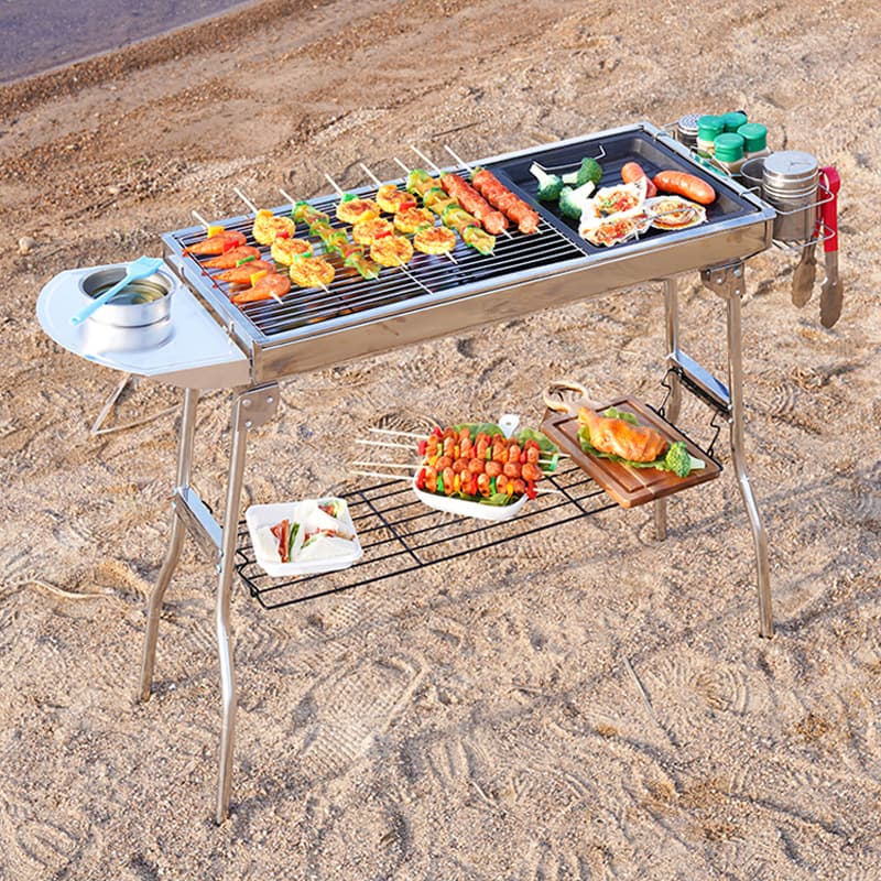 Zibo BBQ Outdoor Portable Stainless Steel Charcoal Grill Multifunctional Barbecue Grill Rack