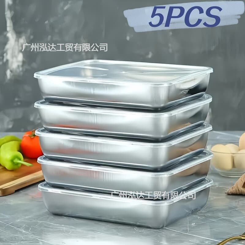 Cross-border Hot Selling Stainless Steel Towel Plate with Lid, Tray, Vegetable Prep Dish, Fridge Storage Box, Kitchen Organizer