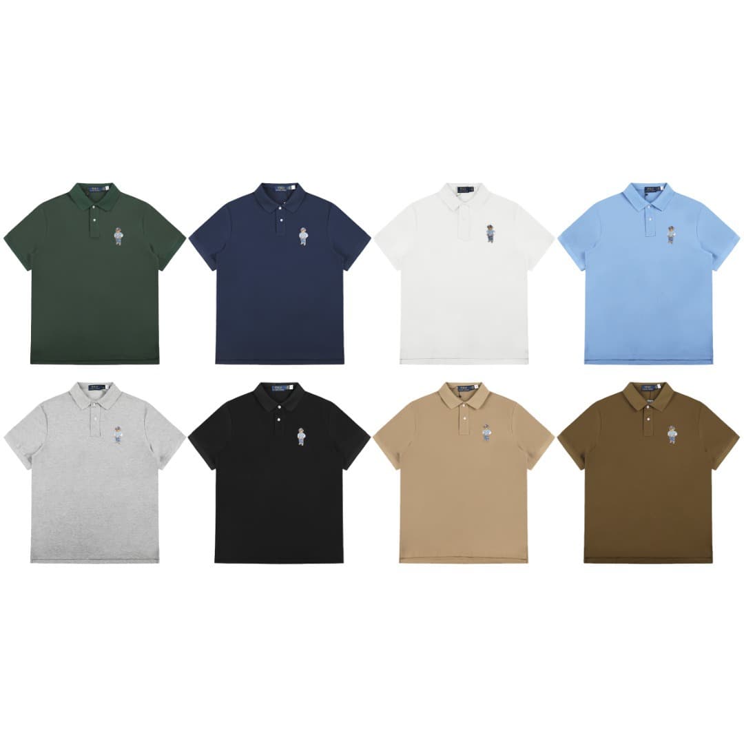 Scan the code to cross-border new style Raff RL bear embroidery fashion versatile lapel POLO short-sleeved T-shirt for men and women