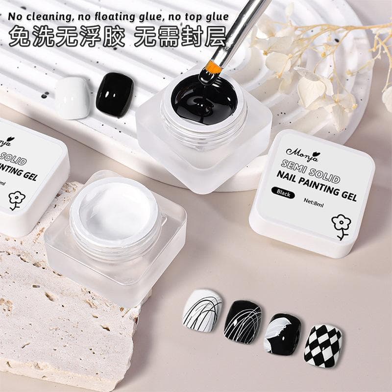 Non-Washable High Density Nail Art Glue in Black And White Colors for Painting Nails in a Can by May Wild a Chinese Brand