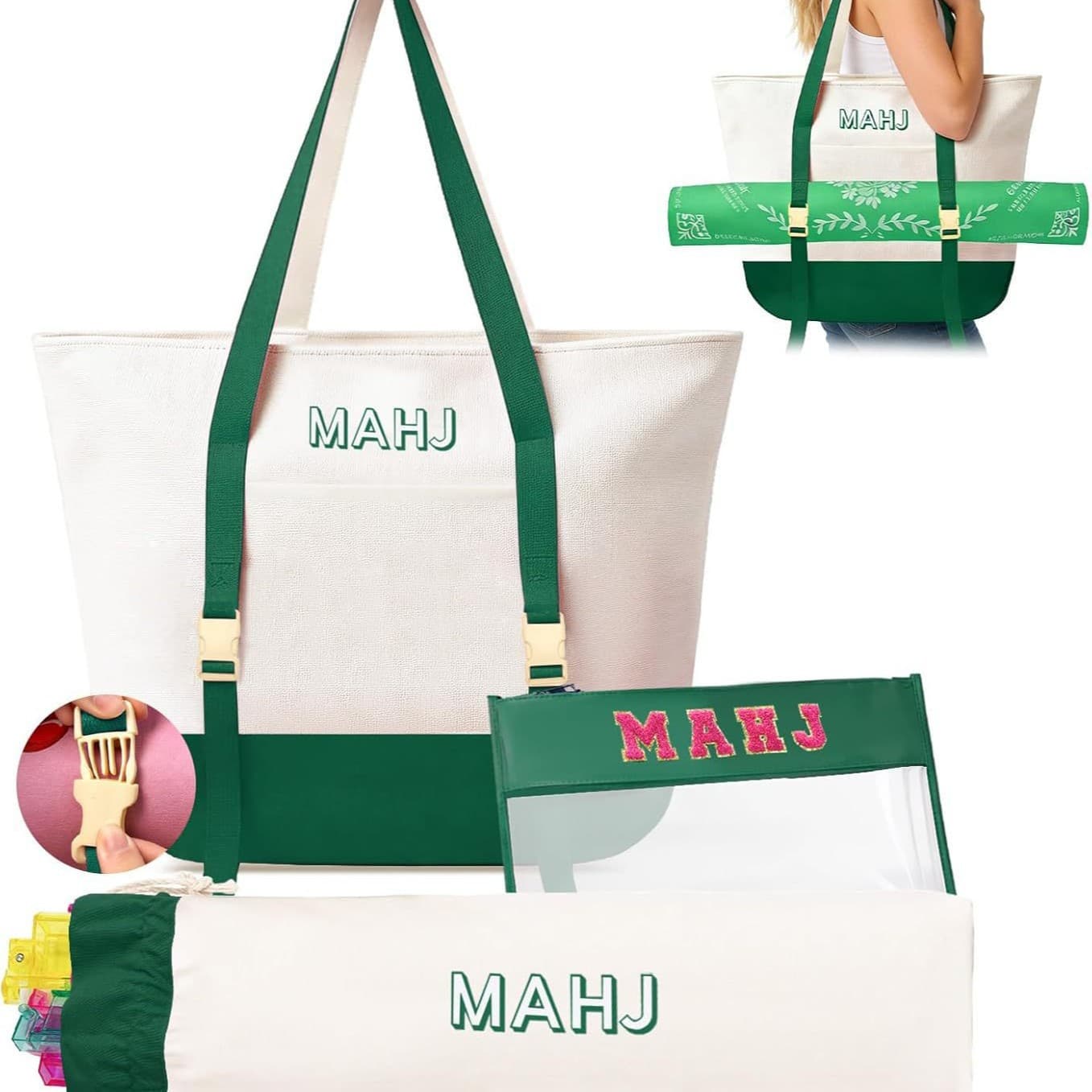 Amazon cross-border large-capacity mahjong bag three-piece set portable hand-held storage bag high-value cosmetic bag