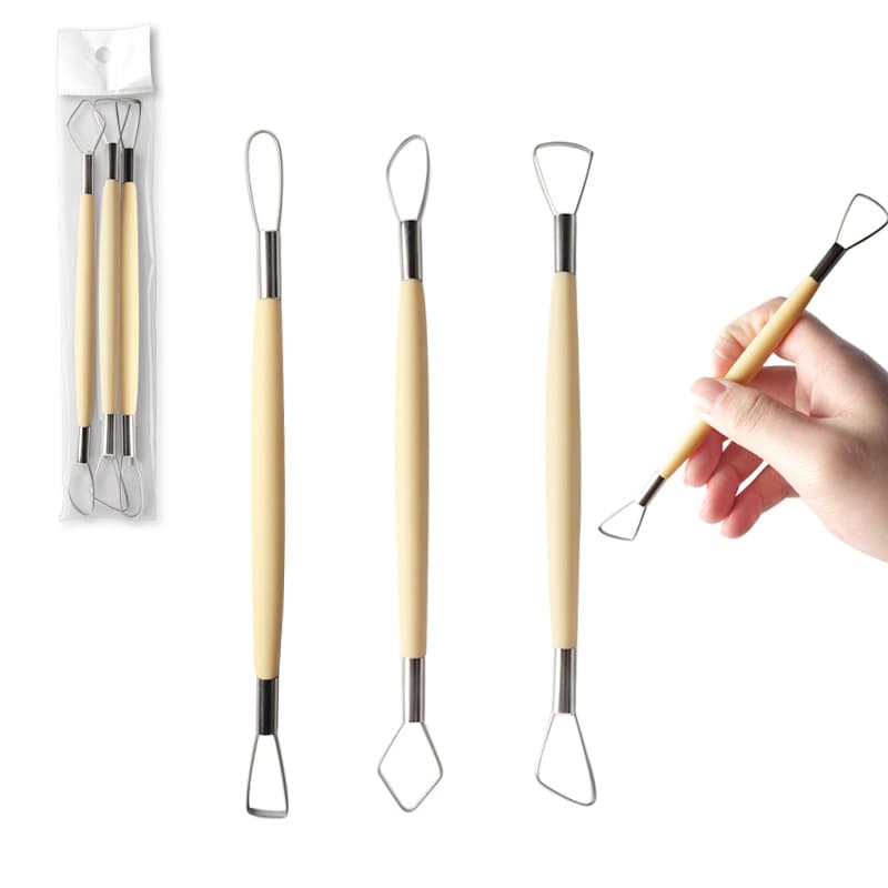 Cross-border Pottery Tool 3-Piece Set Clay Sculpting Double-Ended Tool 3-Piece Set Modeling Soft Clay Pottery Tools