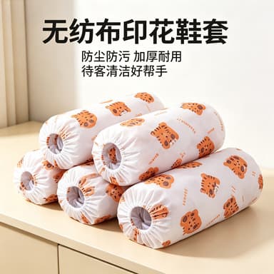 Disposable cartoon shoe covers, thickened non-woven fabric, non-slip and dust-proof, general purpose breathable and wear-resistant foot covers for home hospitality