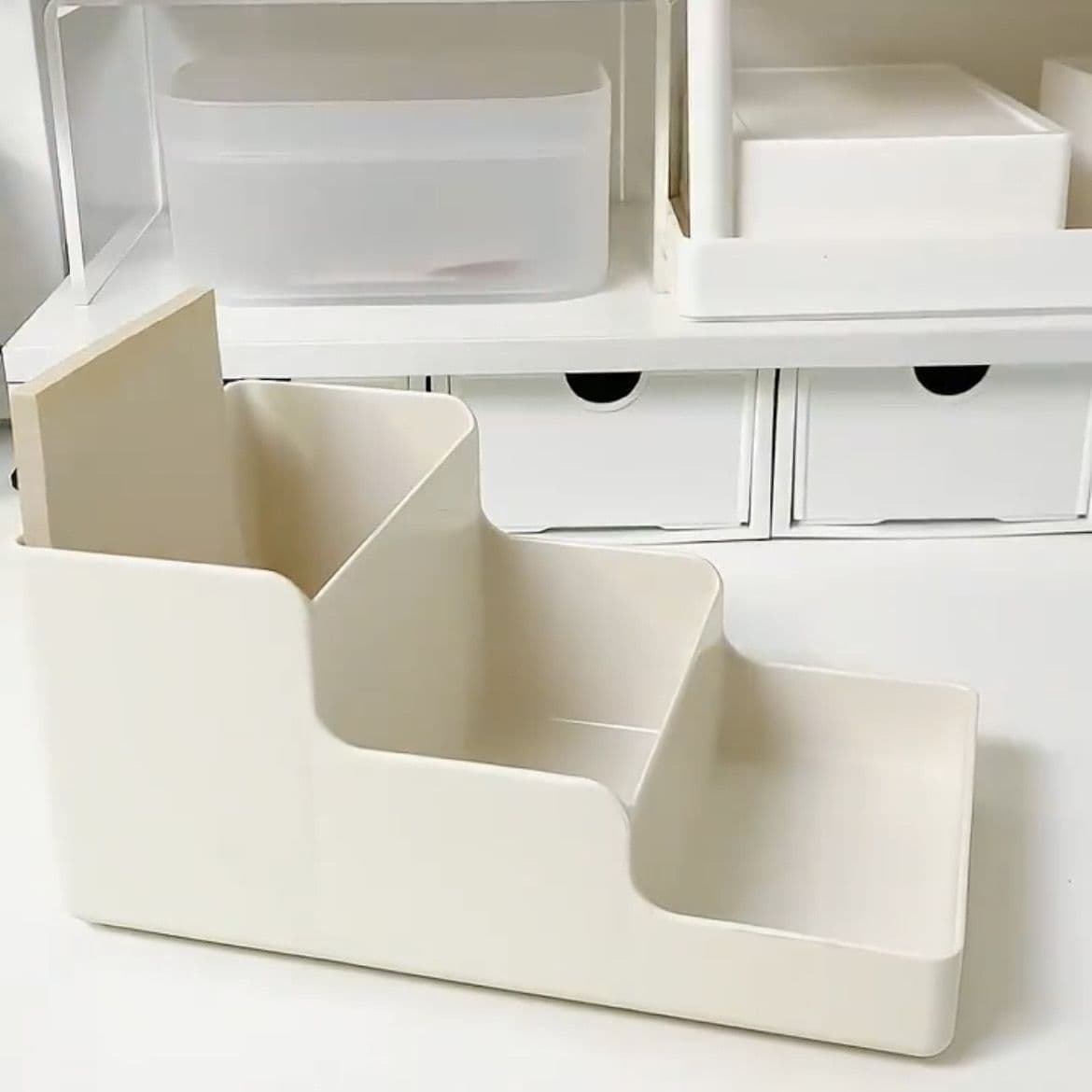 Japanese-style Desktop Stationery Organizer Ins Style Large Capacity Three-tier Cute Sticker Journal Memo Sorting Box