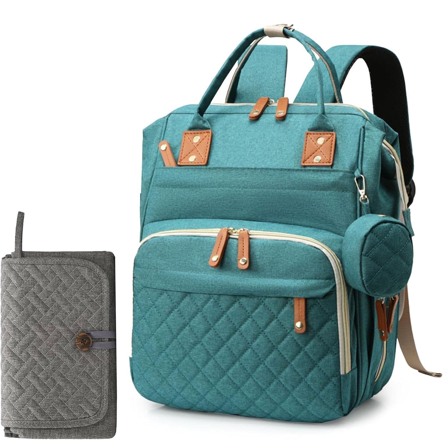 New Cross-Border Large Capacity Mommy Bag Multifunctional Folding Baby Bed Diaper Bag with Insulated Bottle Pocket