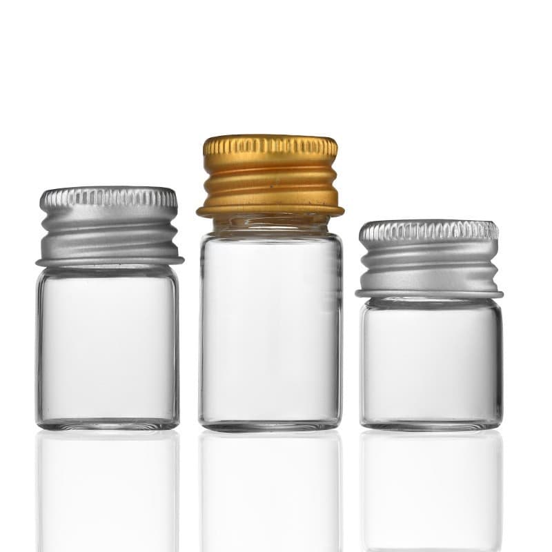22mm Diameter Threaded Borosilicate Control Bottles, Wish Bottles, Message Bottles, Sealed Jars, Liquid Bottles with Aluminum Caps