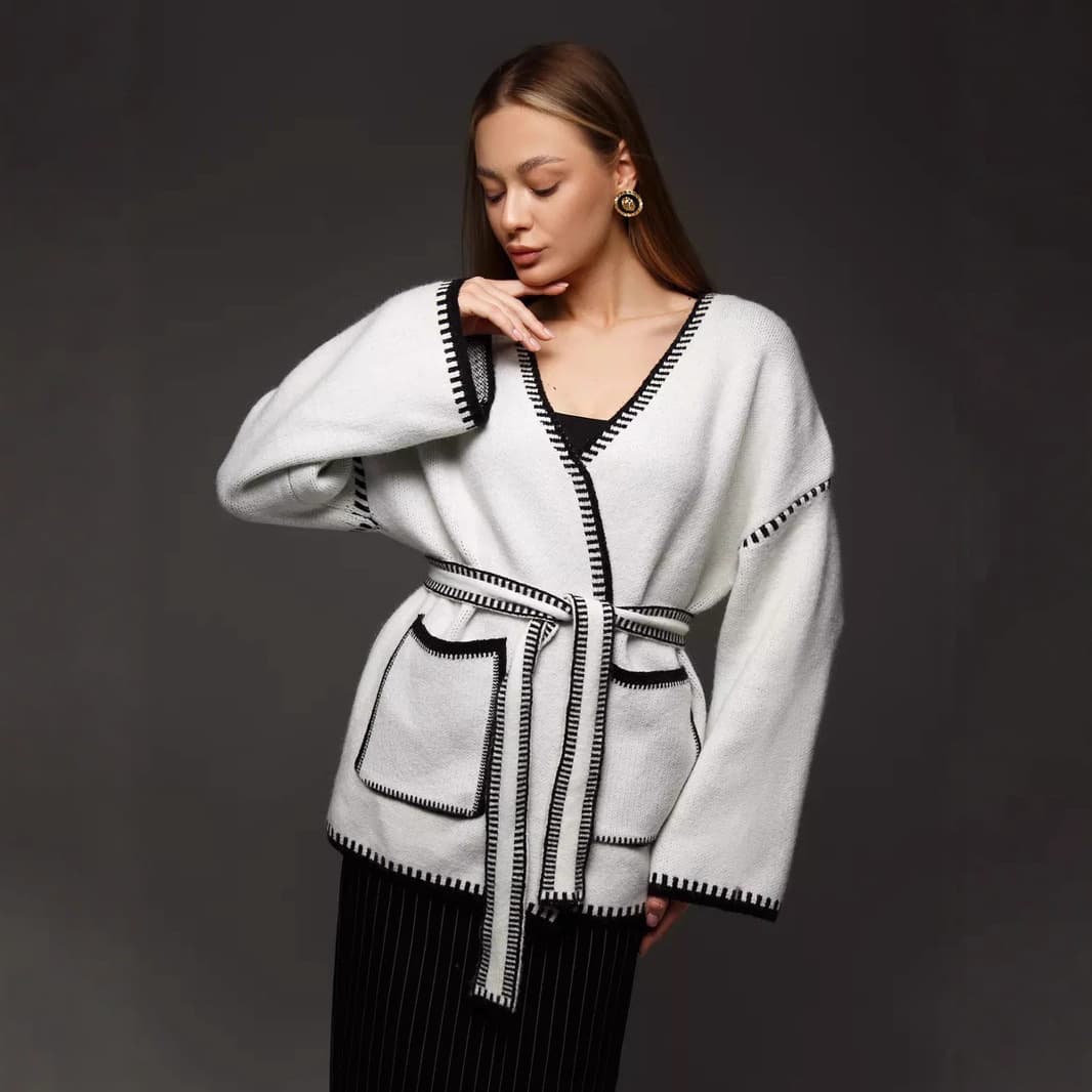 Amazon EU/US Cross-Border Knit Cardigan Spring New Loose Mid-Length Export Sweater Coat