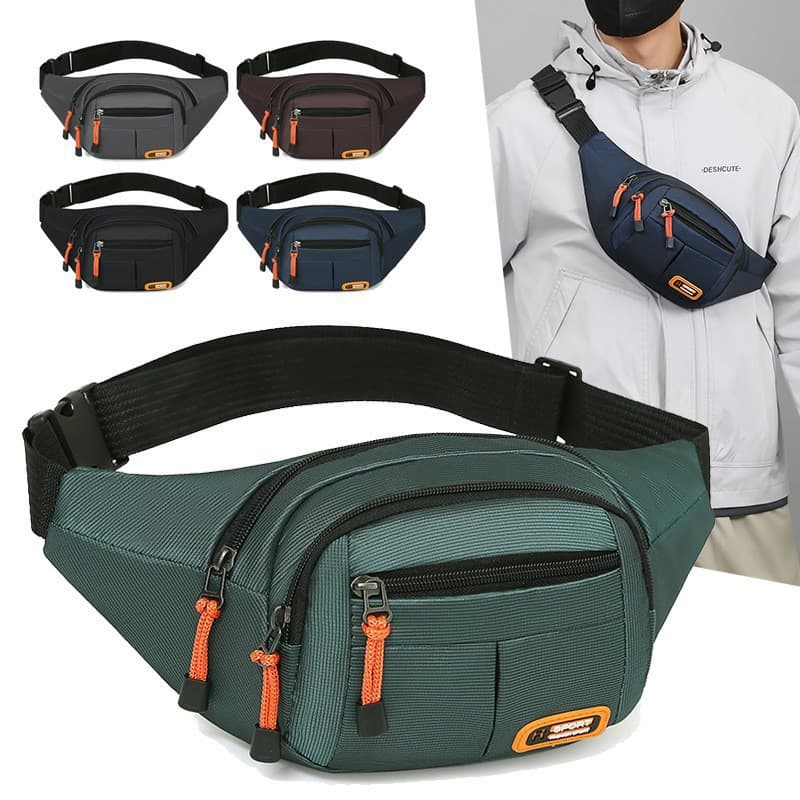 New cross-border thickened waist bag, large capacity, water-repellent crossbody/chest bag, wear-resistant, portable, multi-functional mobile phone bag.