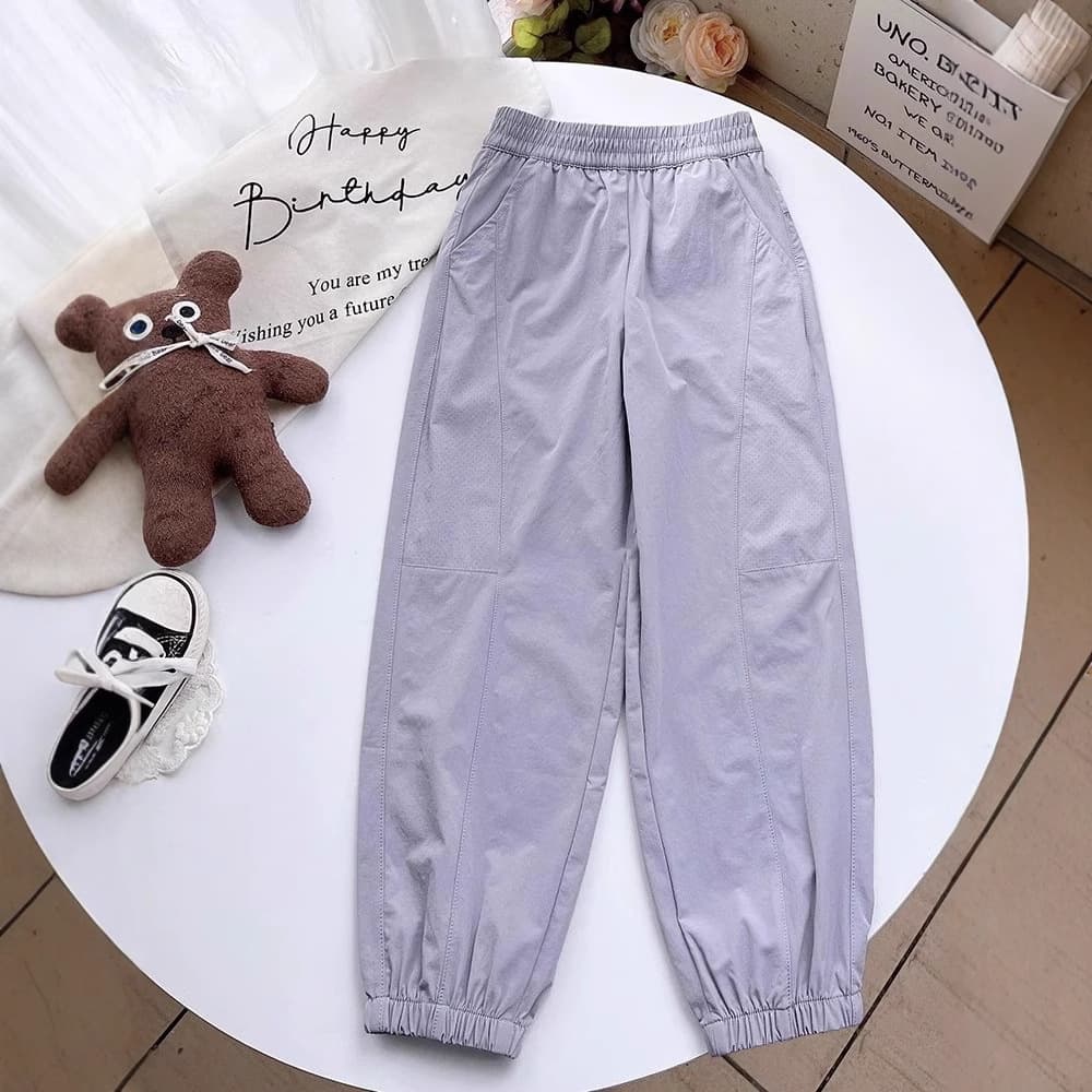 Girls' Ice Silk Anti-mosquito Pants Summer Thin Quick-drying Casual Pants for Medium and Large Children Versatile Loose Sunscreen Breathable Sports Pants