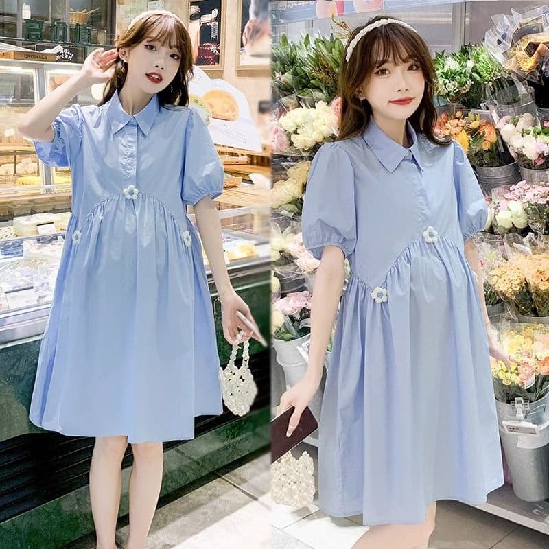 Maternity Summer Dress Set Trendy Plus Size Loose Nursing Skirt Lightweight Fresh