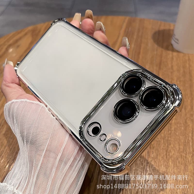 For iPhone 17 Pro Max Case iPhone 16 Built-in Lens Film 15 Electroplated 13 Shockproof 14 Transparent 12