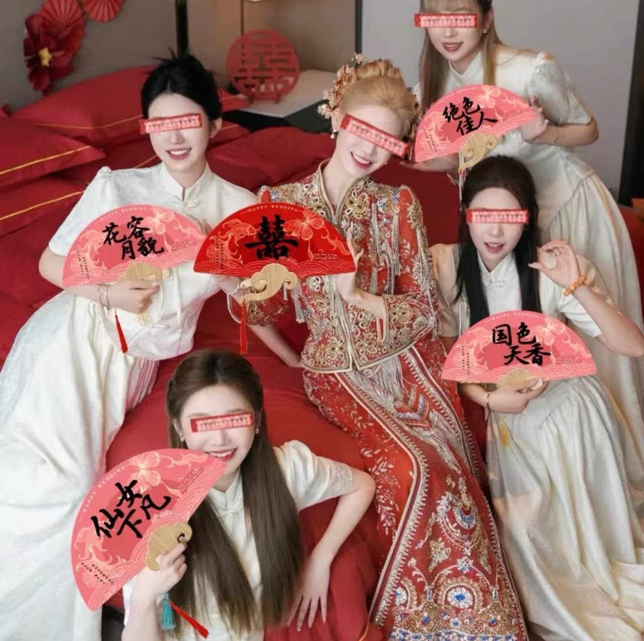 Wedding Bridesmaid Round Fan Photo Prop Morning Robe Best Man Pickup Folding Fan Engagement Photo Tool Wedding Wholesale