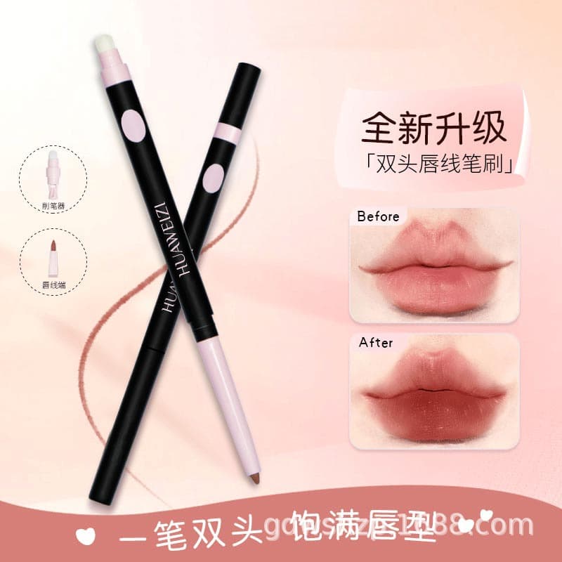 Artistic Double-Ended Long-Lasting Easy-To-Color Lip Liner Pen for Plumping Lips Velvet Matte Satin Finish for All Skin Types