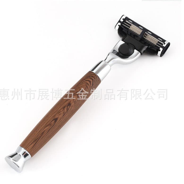 Manual Razor Shaver Wood Grain Handle Safety Razor Five-Layer Three-Layer Blade Hair Remover