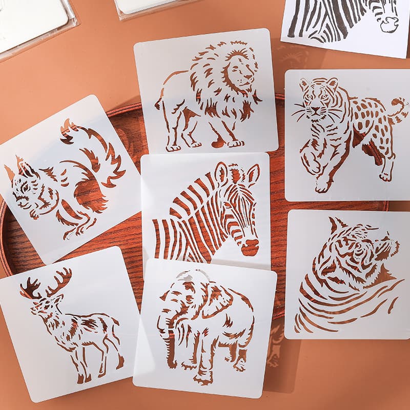 Yuezhen Zoo Themed Doodle Hollow Out Painting Template Hand Copy Report Stencil for Oil Pastel Drawing
