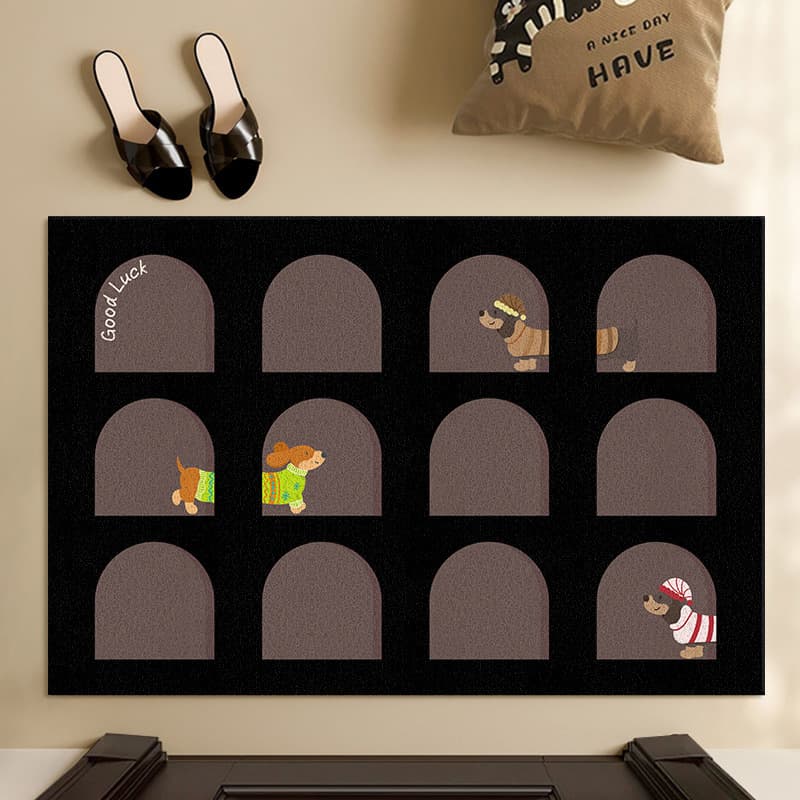 Coil Mat Simple Cartoon Entrance Hallway Doormat Dirt-Resistant Entryway Scrape Mat Customizable