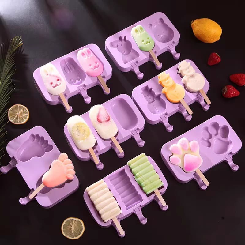 New Silicone Ice Cream Mold for Home Use, Children's Cartoon Popsicle Ice Cream Homemade Mold