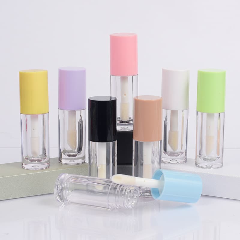 Large Brush Lipstick Tube round Lip Glaze Empty Tube Printing Logo 6-6.5ml Cosmetic Packaging ABS Material Customized Processing