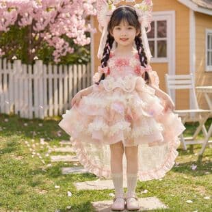 Girls Summer Princess Dress Flower Goddess Dress Heavy Craft Cake Dress Puffy Dress High-End Fashion Birthday Party Gown