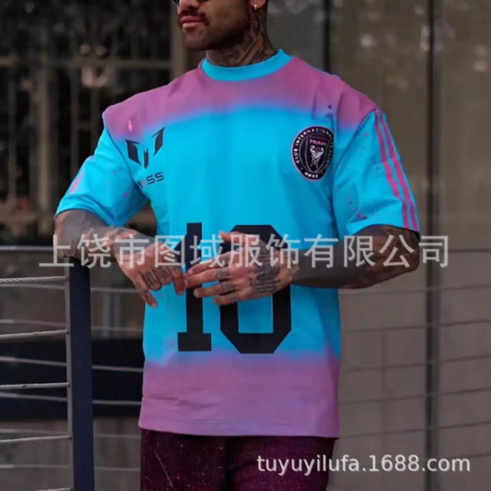 3D Digital Printing New Football Jersey Print Men's T-Shirt Casual Short-Sleeved American Trendy Sports Versatile