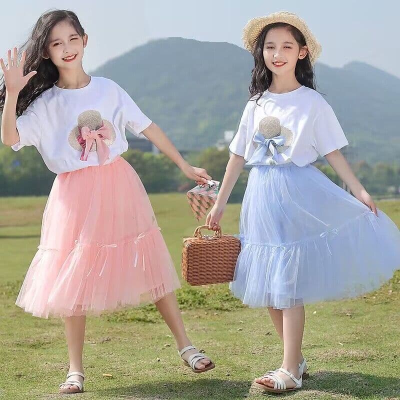 2024 New Style Princess Skirt for Girls, Summer Five-Point Short Skirt for Children, Stylish and Fashionable Long Skirt for Medium and Large Children