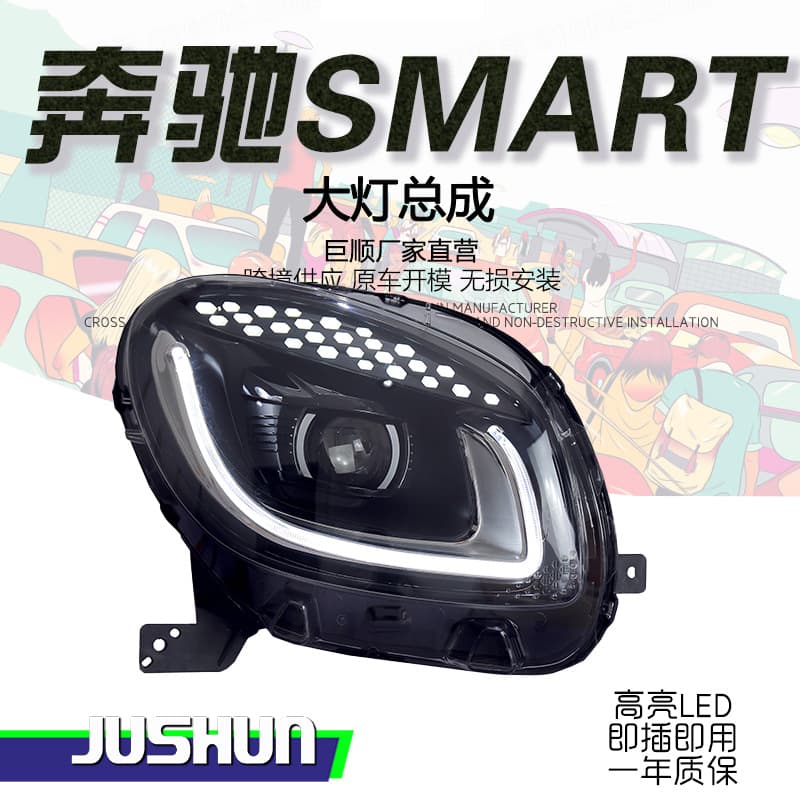 For Mercedes Smart Headlight Assembly Modification 453 LED Daytime Running Light Position Light LED Bi-Lens Headlight