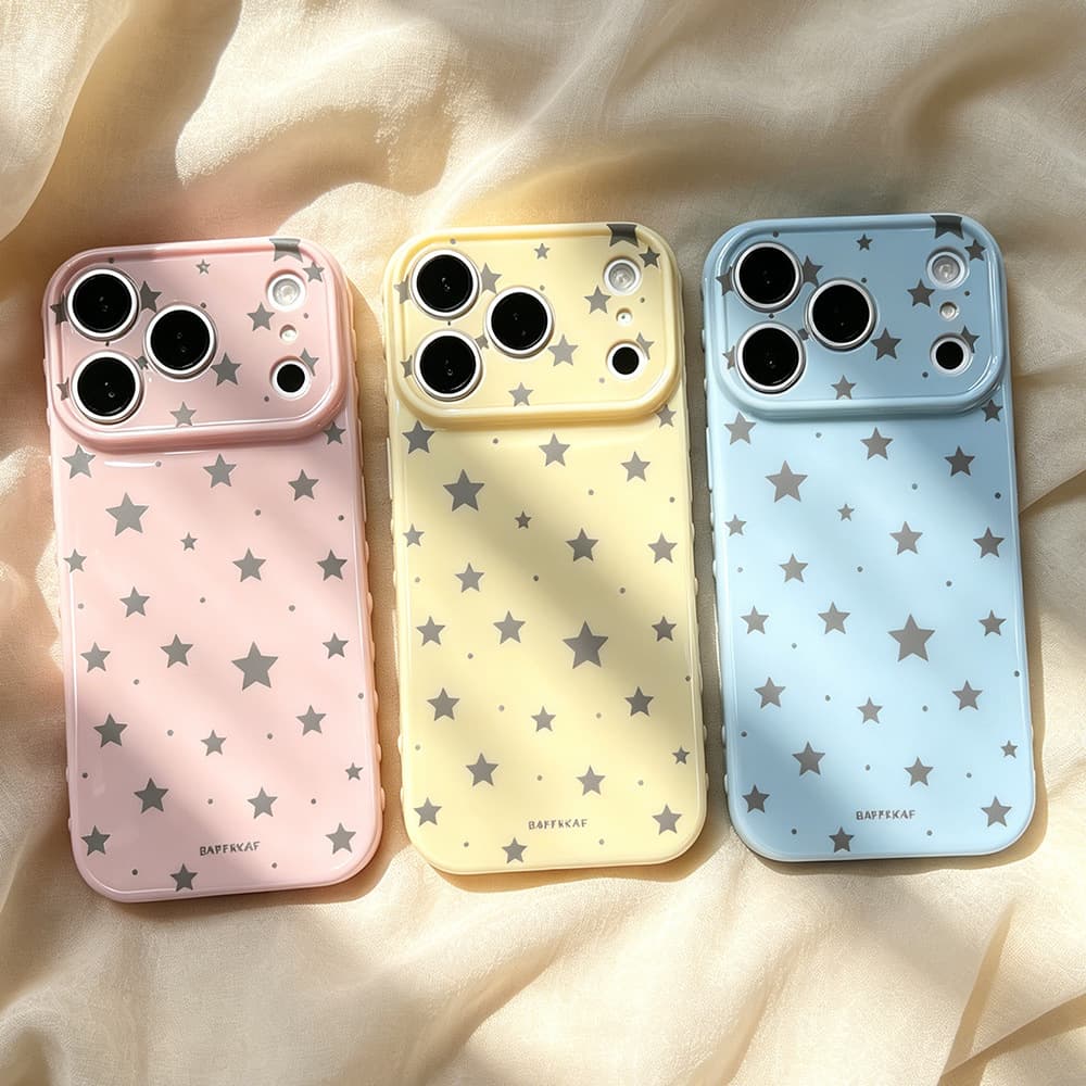 Plain Gray Five Star Compatible with iPhone 17/17 Pro Phone Case, Anti-Drop Apple Case for 16/15, New Style for Women