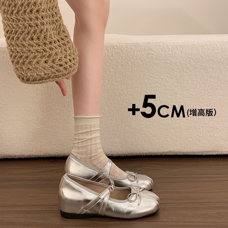 French-style Platform Silver Ballet Flats for Women Summer 2026 New Mary Jane Shoes with Dresses Evening Shoes