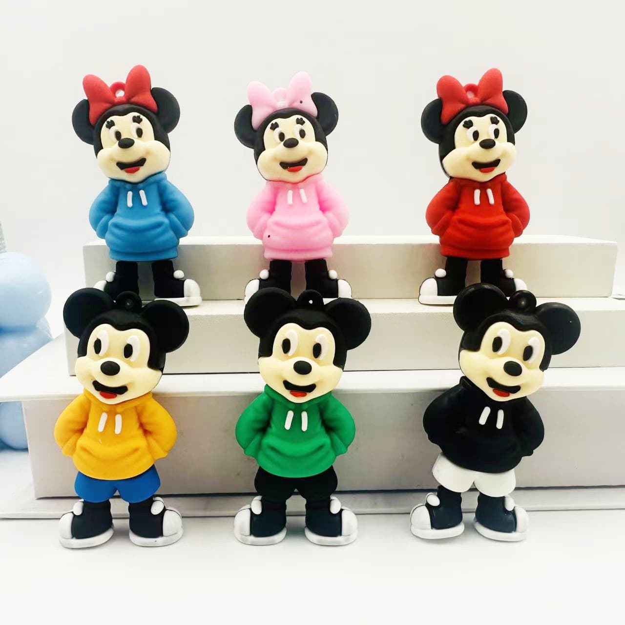 Cross-Border Supply Sports Sweatshirt Mickey and Minnie Keychain Pendant PVC Soft Rubber Doll Accessories Claw Machine Gift