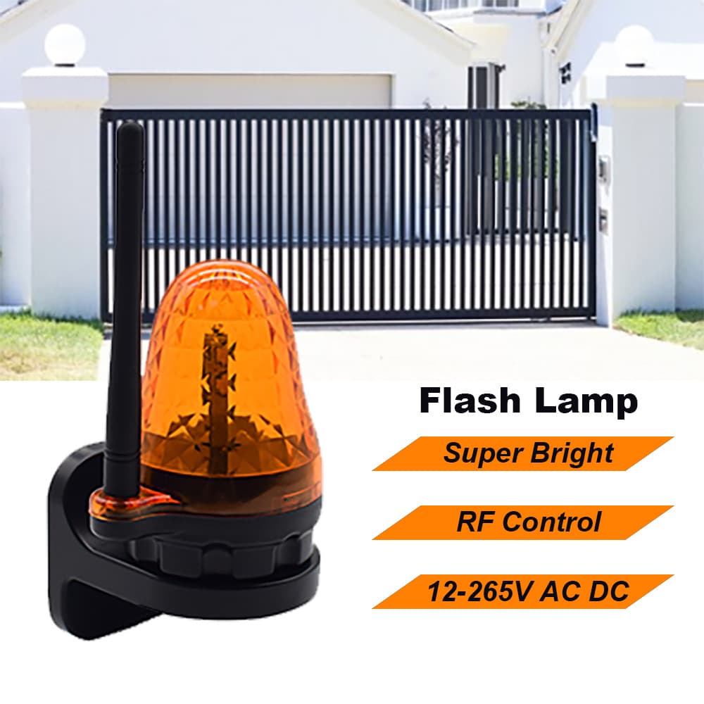 Strobe LED warning light for garage doors, 12-265V wide voltage alarm light, sliding door operator, gate opener, barrier gate.