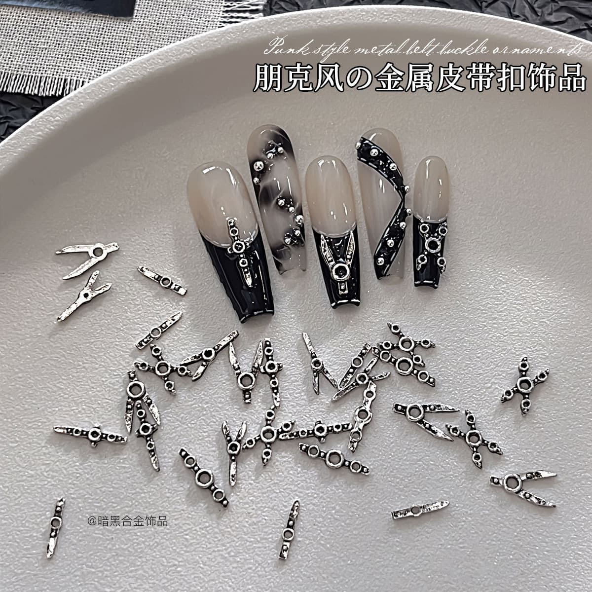 Punk Style X Shape Y Shape Nail Art Decorations Retro Dark Cross Metal Rivet Nail Diamond Alloy Accessories Wholesale