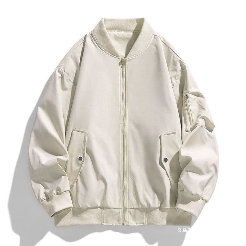 2024 New Spring and Autumn American Retro Solid Color Simple Baseball Jacket for Men and Women, Bomber Jacket, Trendy Brand Outerwear