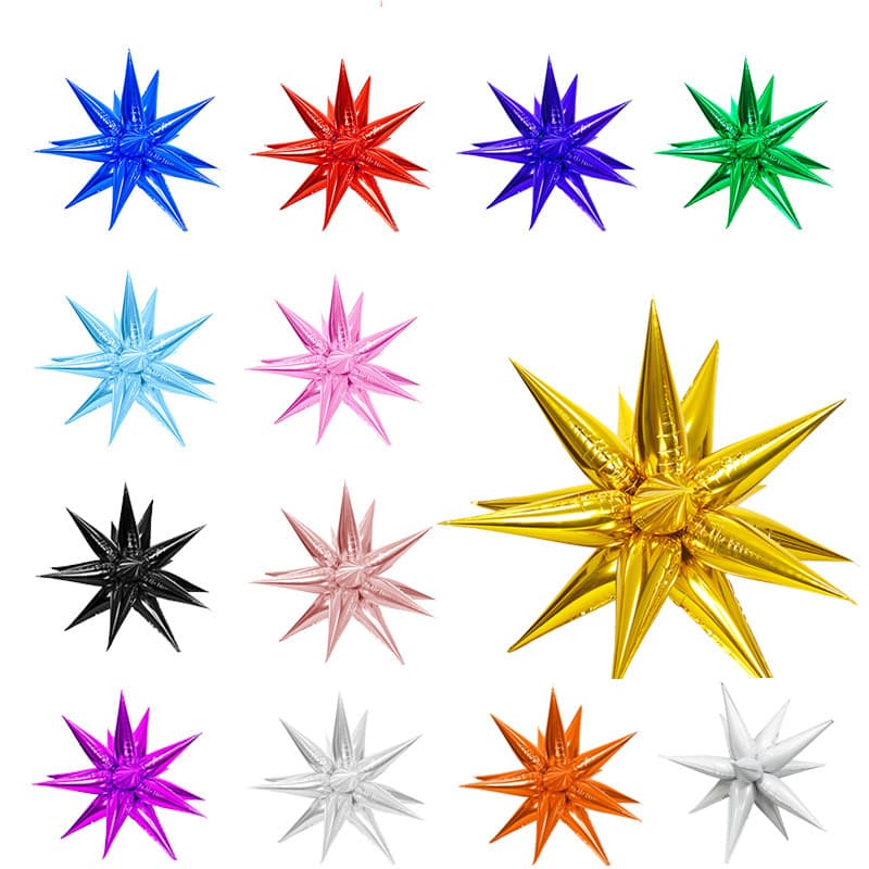 Cross-border Explosion Star Water Drop Shape Aluminum Foil Balloon Six-Pointed Star Birthday Party Mall Decoration Balloon Wholesale