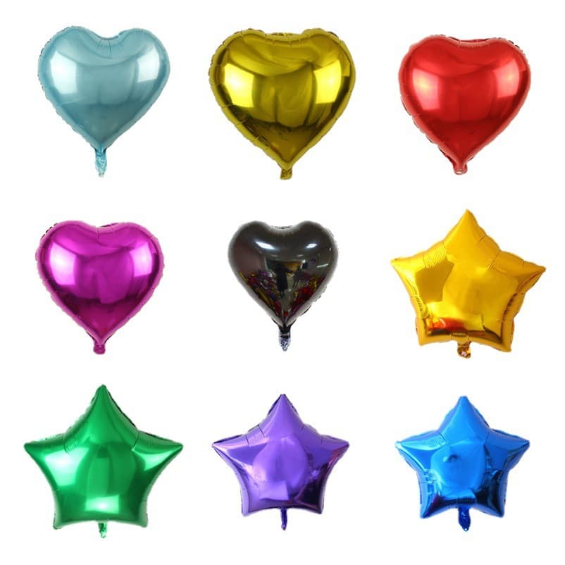 18-inch heart-shaped five-pointed star balloon love aluminum film balloon wedding ribbon decoration birthday party wedding decoration