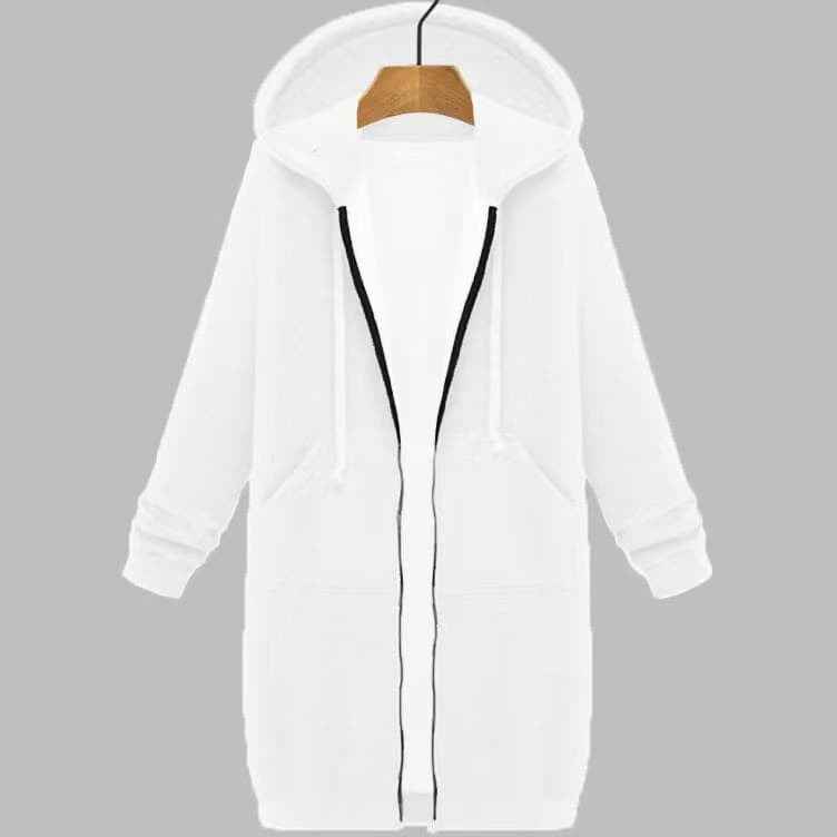 Cross-Border Autumn Winter Women's Long Sleeve Hoodie Mid-Length Jacket Female Outerwear Comfortable Breathable Street Style