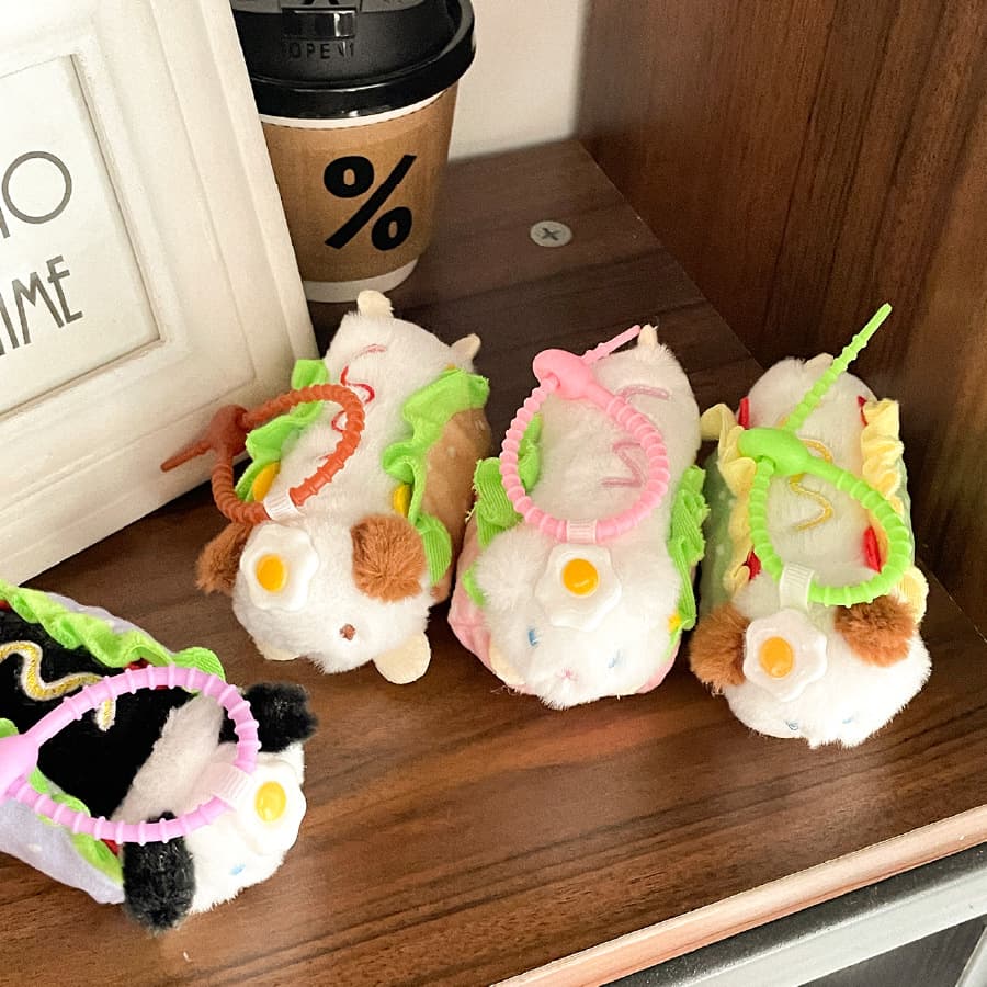 Fun and creative poached egg hot dog plush pendant food doll doll bag pendant doll machine gift batch
