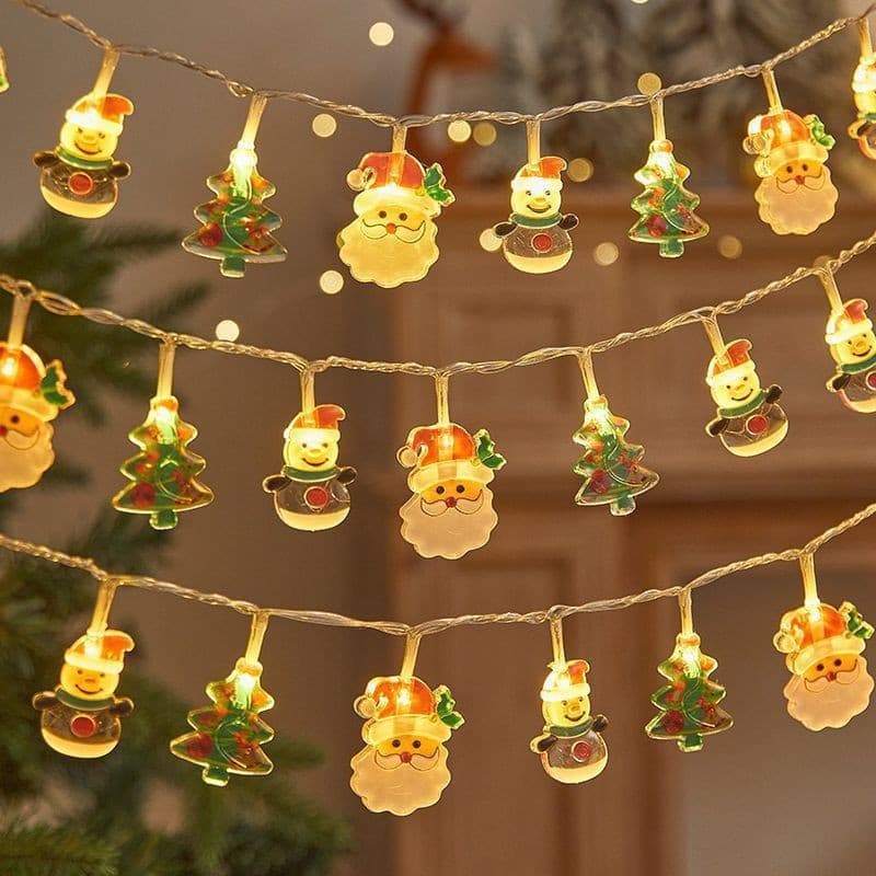 New LED Christmas String Lights Christmas Tree Decorative Lights Santa Snowman Scene Layout Ambient Lights Pendant Colorful Lights
