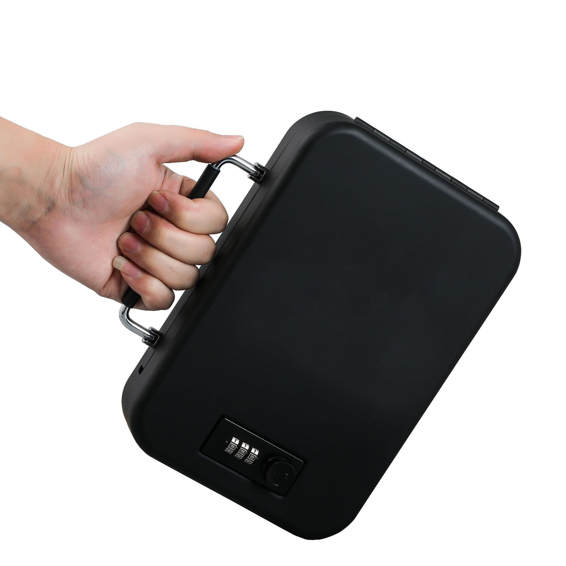 Portable Handgun Safe with Password Lock, Gun Box for Home Valuables Storage, Car Safe Box
