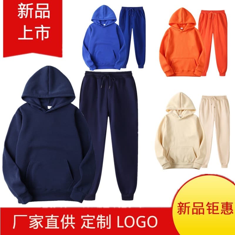 Men's Fleece Hoodie Sweatshirt Set Casual Loose Fit Sportswear Comfortable Breathable Fashionable Hooded Sweatpants Set
