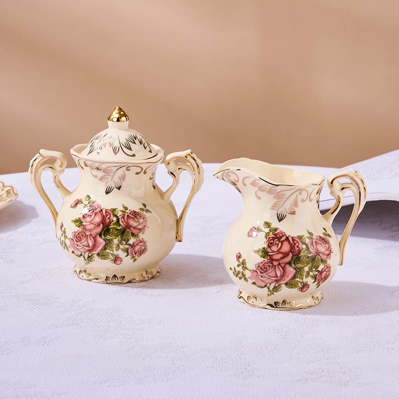 European-style ceramic sugar bowl and milk jug set, coffee set, latte art cup, hotel milk jug, sugar cube box, storage jar, cross-border wholesale.