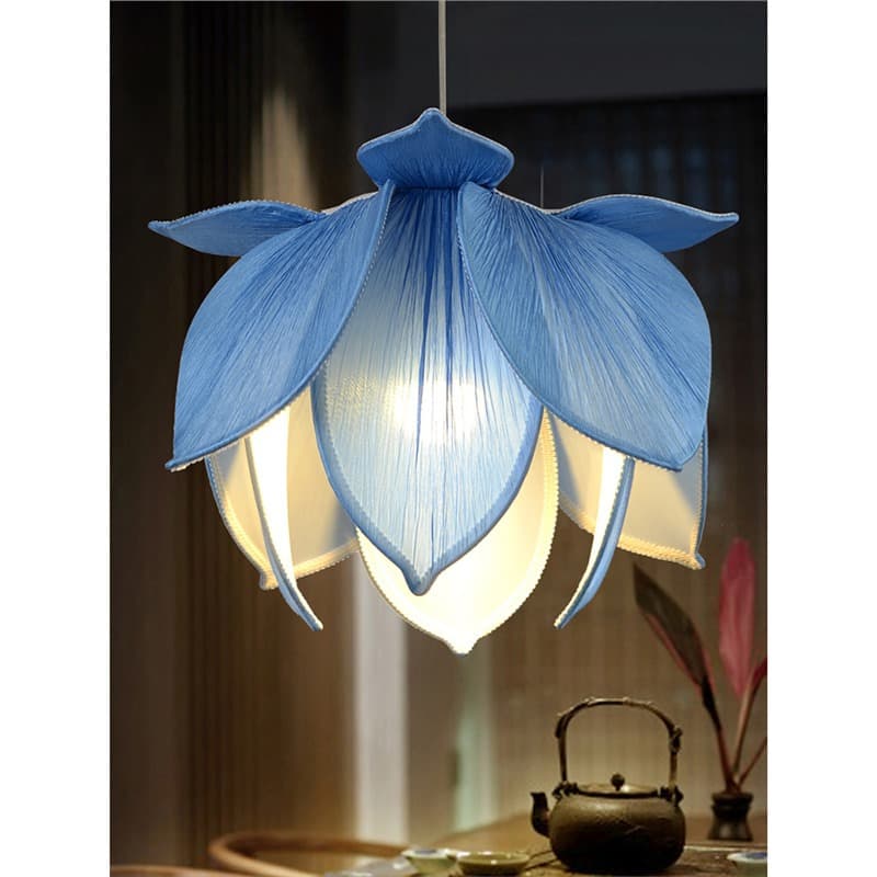 Chinese Style New Chinese Fabric Pendant Light Creative Restaurant Tea House Beauty Salon Lotus Zen Pendant Light
