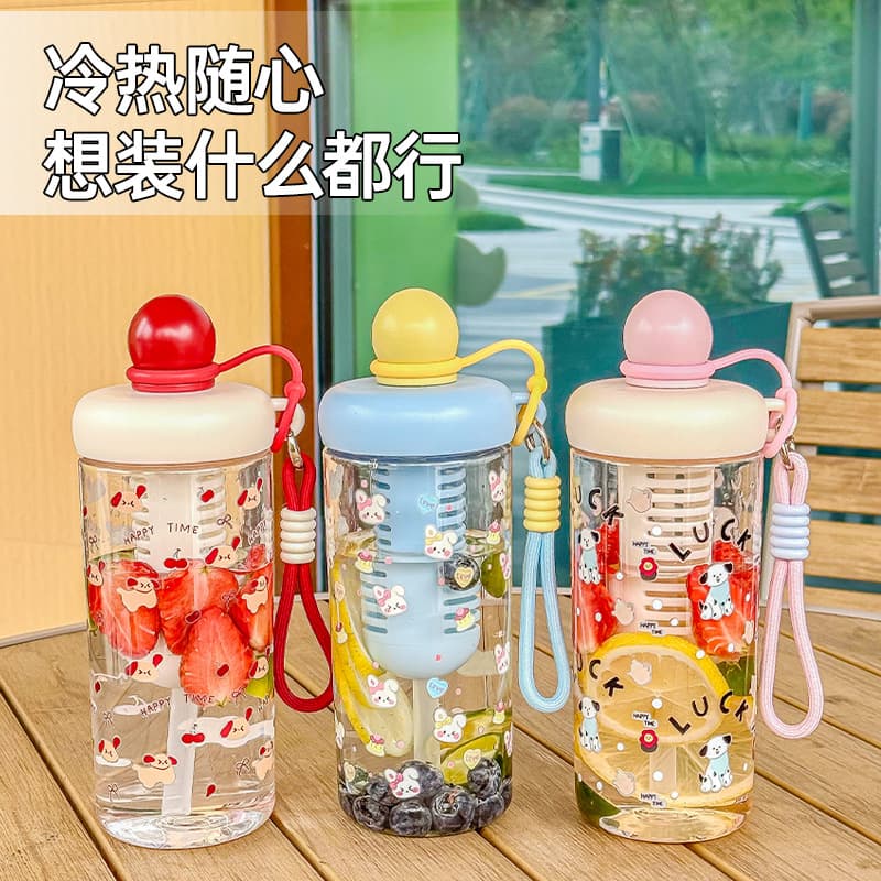 High Appearance Water Cup for Girls, New Student Style, Cute Cartoon Portable Straw Cup, Summer Large Capacity Water Bottle