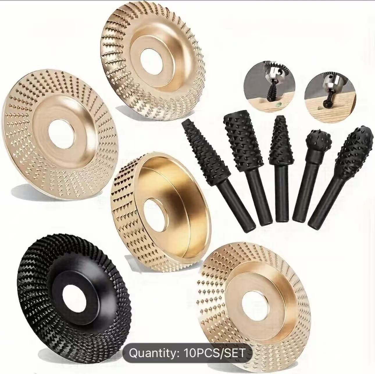 10Pcs Popular Woodworking Grinding and Shaping Wheel Set for Angle Grinder, Including Hard Round Grinding Wheels for Sharpening and Polishing