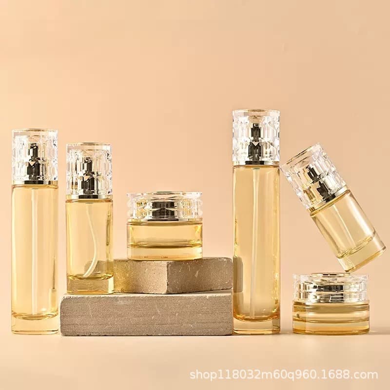 Crystal Diamond Set 30ml~120ml Glass Bottle Packaging Cosmetic Lotion Empty Bottle Essence Water Bottle Serum Bottle