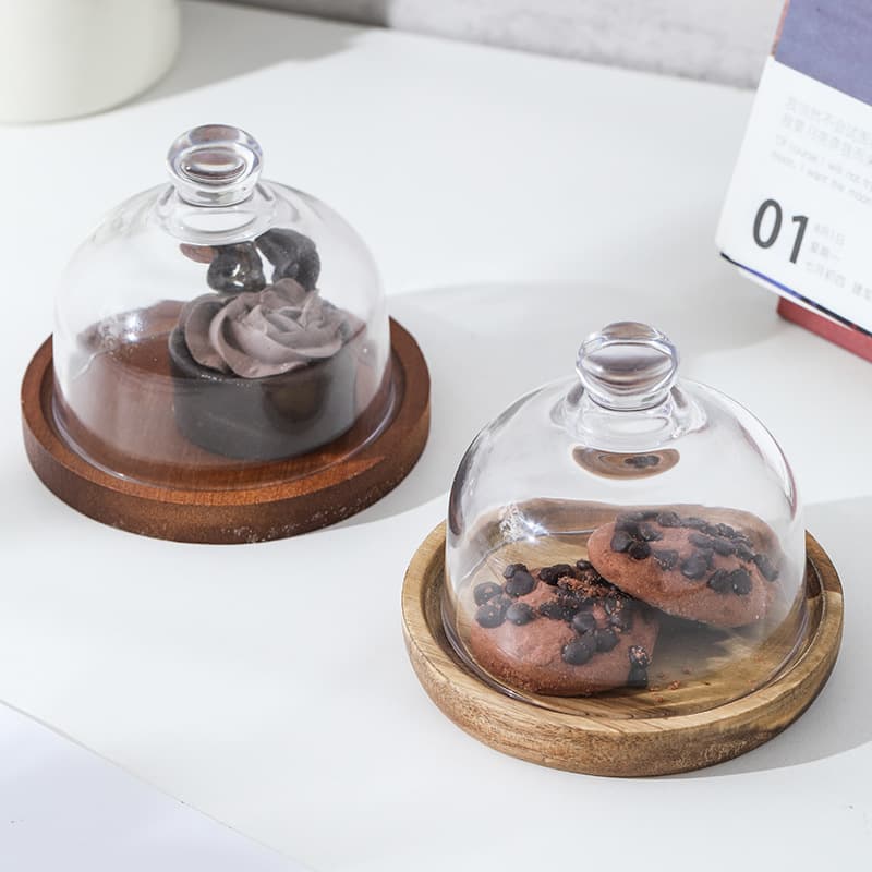Amazon best-selling mini dessert plate, mousse tray, cake plate, wooden glass cover, snack arrangement, dessert plate