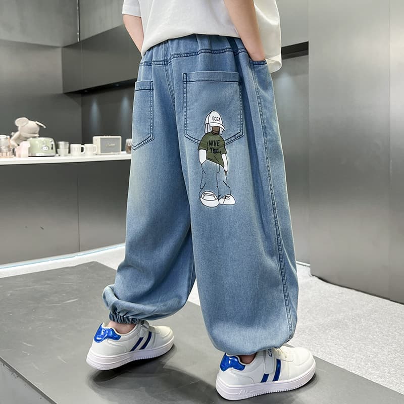 Children's clothing boys' summer thin pants 2026 new summer big children's ice silk jeans summer anti-mosquito trousers