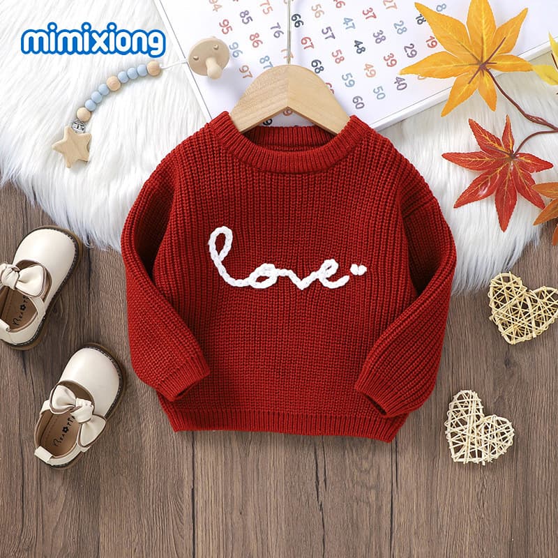 Best-selling New Embroidered Word Knit Top Sweater for Baby Girls