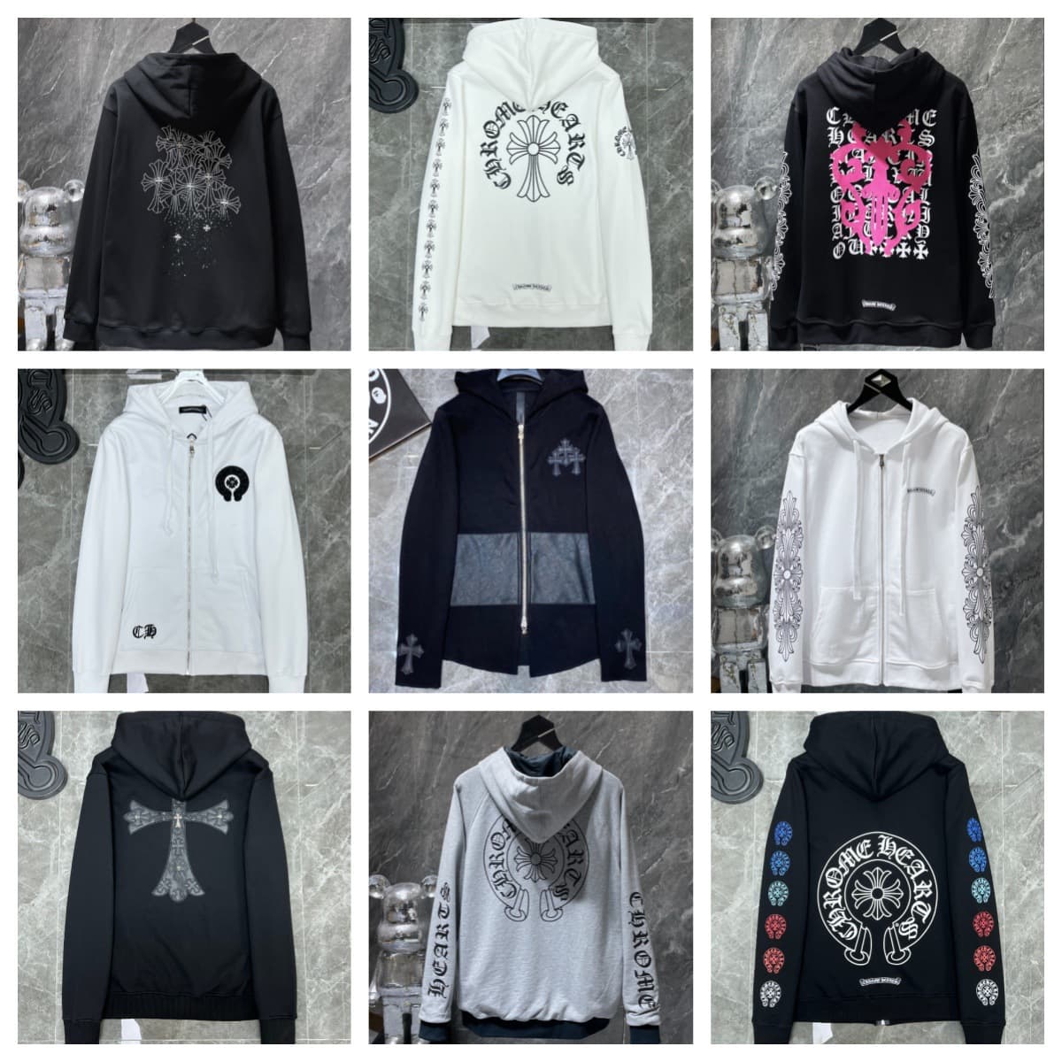25s Fall/Winter New Chrome Hearts Cross Long-Sleeve Zip Hoodie Series Unisex
